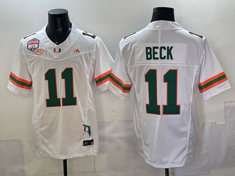 Men 2026 Miami Hurricanes #11 Beck White 3th generations Limited NCAA Jersey 0025->ncaa teams->NCAA Jersey